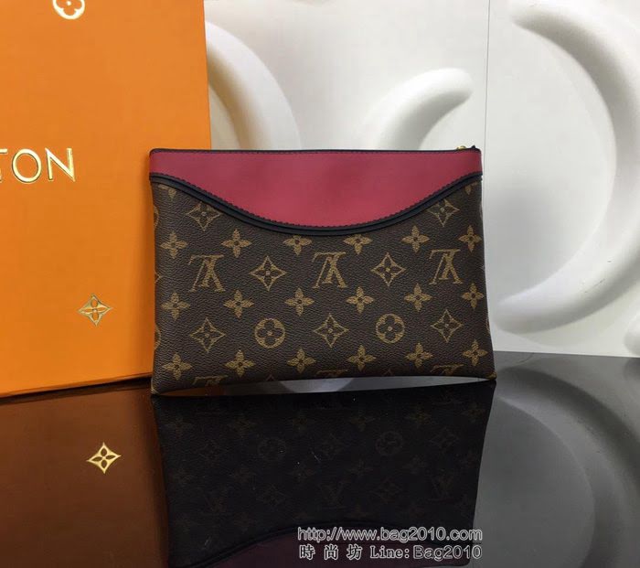 路易威登LV M63936酒紅 頂級原單 Pochette Tuileries手袋 Monogram帆布搭配小牛皮 可作公事包 亦可作手拿包  YDH2586
